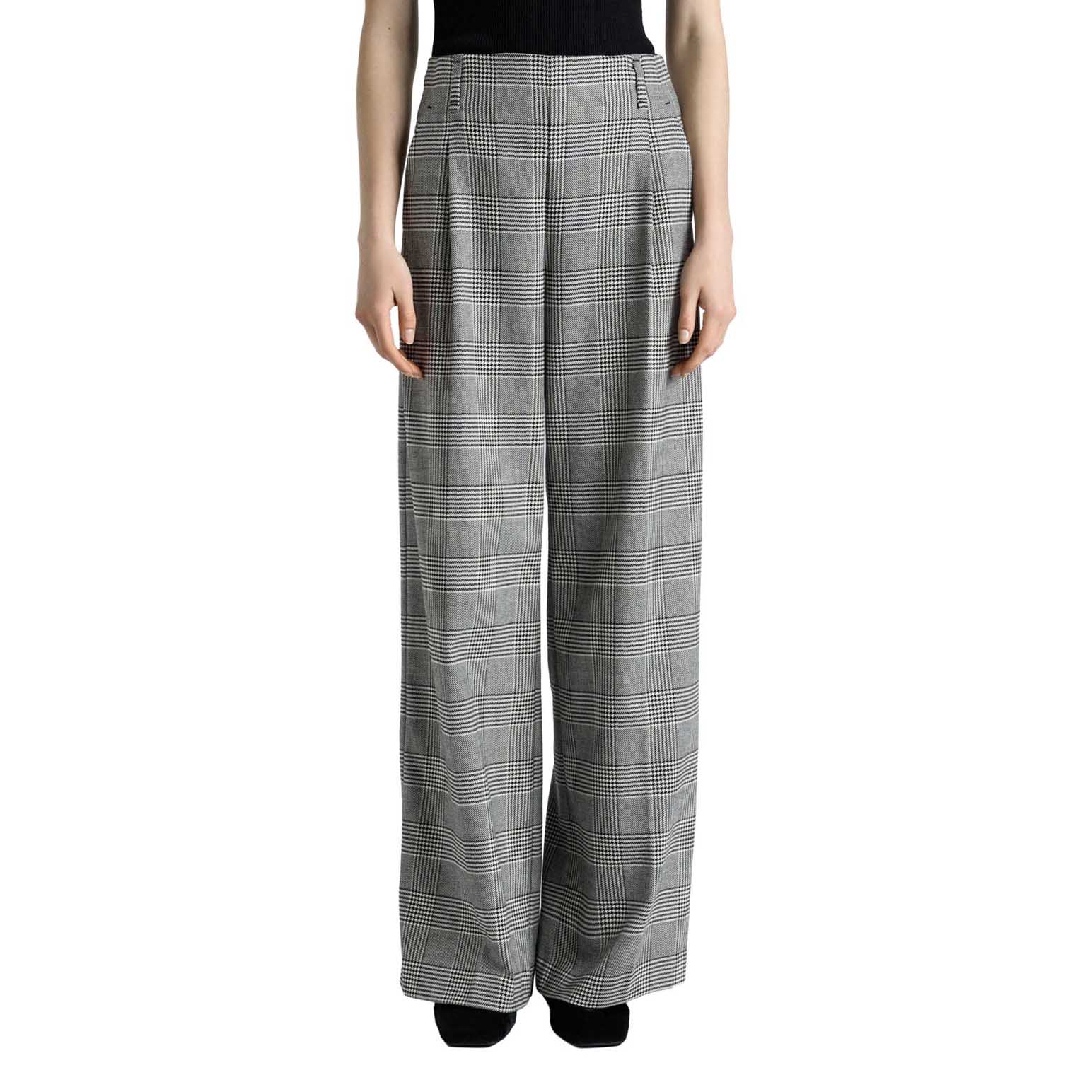 Cue European Houndstooth Check Wide Leg Pant